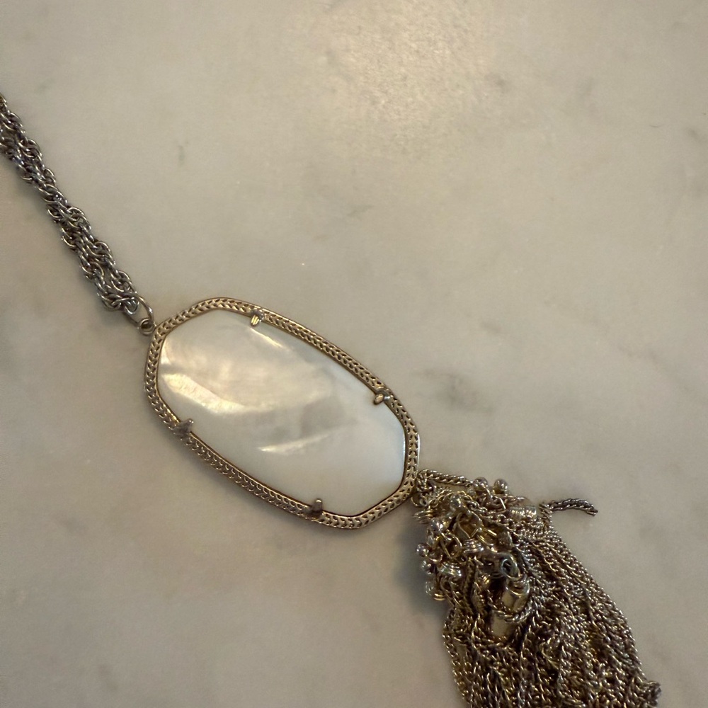 Gold and white Kendra Scott Necklace with Tassel
